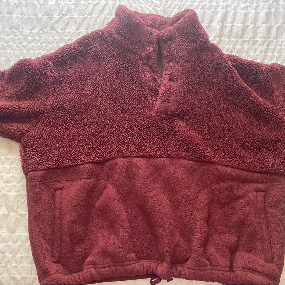All In Motion Maroon half-button sherpa jacket